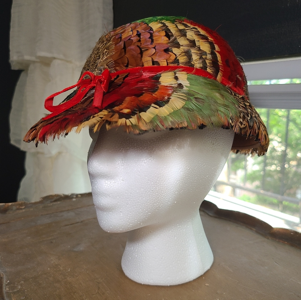 Vintage Colorful Feathered Christine Hat